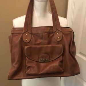 Fossil brown leather tote